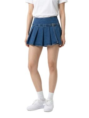 Madden NYC Denim Pleated Skort Mini Skirt Medium Y2K Style